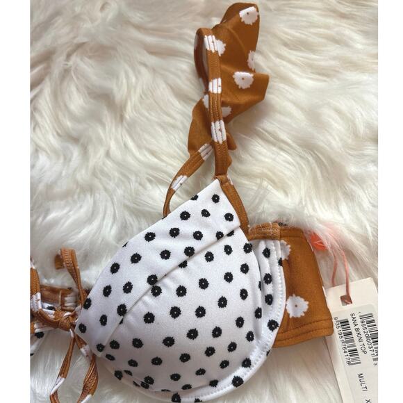 Minkpink NWT Sana Polka Dot Contrast Ruffle Strap Push Up Bikini Top XS - Picture 4 of 9
